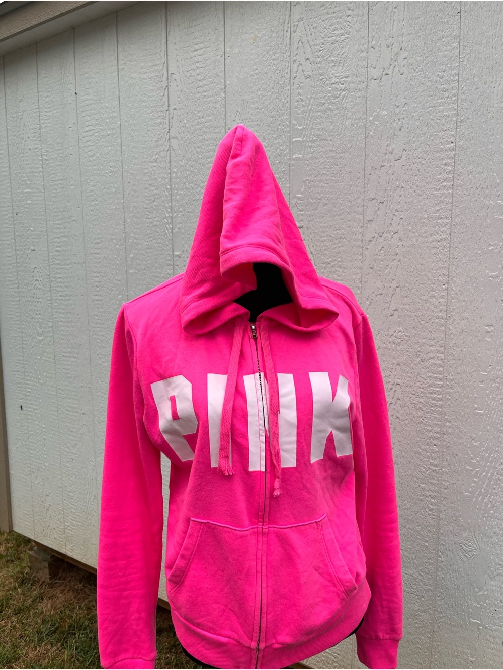 PINK Victoria's Secret Hot Pink Full-Zip Hoodie